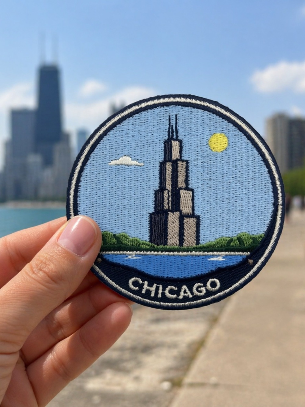 Chicago Patch 3 Inch Iron On Embroidered Skyline Willis Tower Illinois